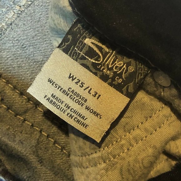 SILVER JEANS Womens Stretch SUKI SKINNY Blue Jeans / Denim Size 25 x 31 Flaps - Picture 9 of 11
